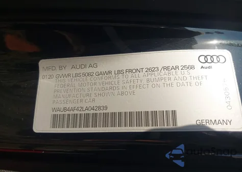 2020 Audi S4 Premium Plus Tfsi Quattro Tiptronic z USA, uszkodzony, nr VIN WAUB4AF42LA042839